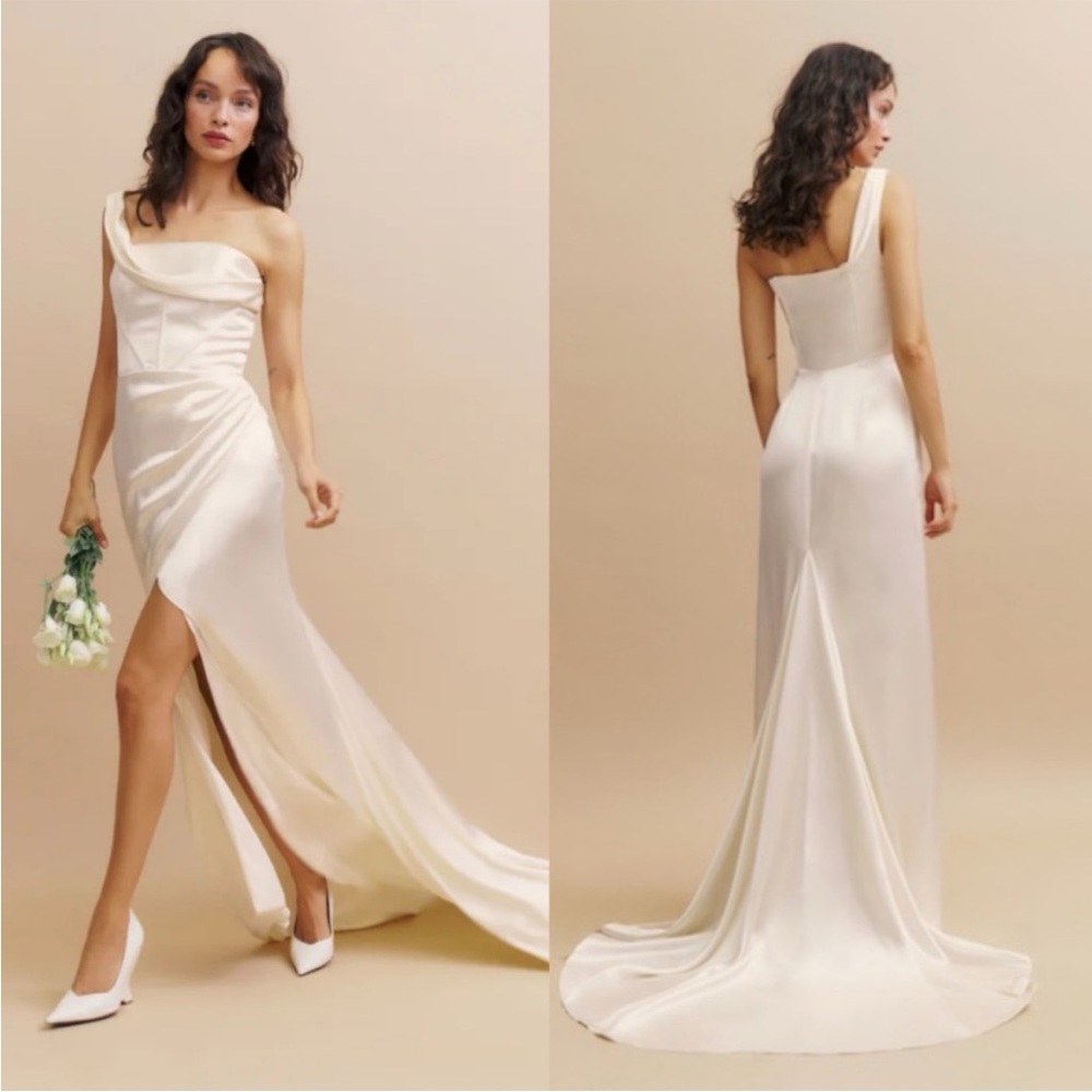 Reformation Eisa Silk Dress Bridal Ivory